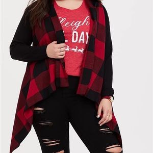 Torrid Buffalo check drape front cardigan 3X